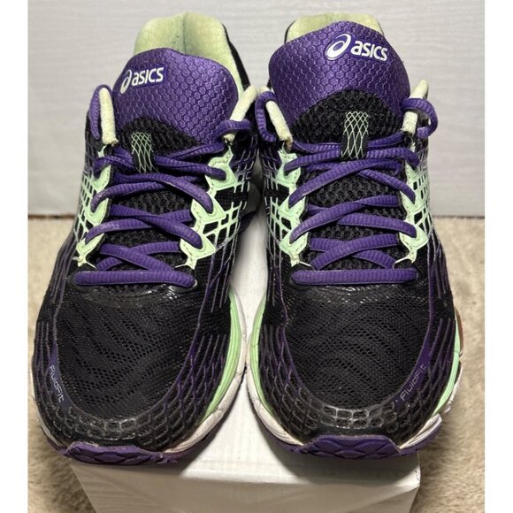 Asics Gel Nimbus 18 Running Shoes Womens Black Purple Green T557N Size 6.5 - Picture 7 of 14